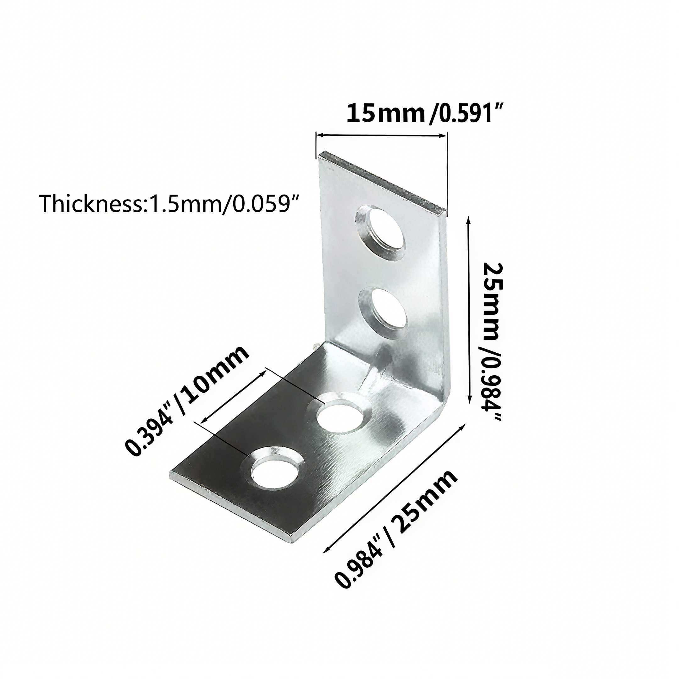 Corner Bracket – 25 × 25 × 15 mm | 1.5 mm Thickness