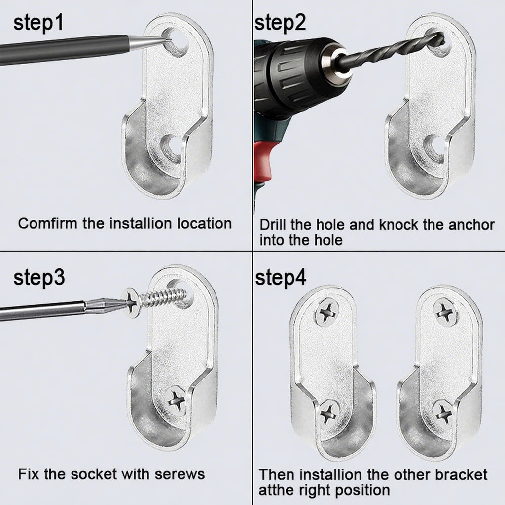 Wardrobe Rail Support Bracket – Zinc Alloy | For Ø16 mm & Ø25 mm Rails
