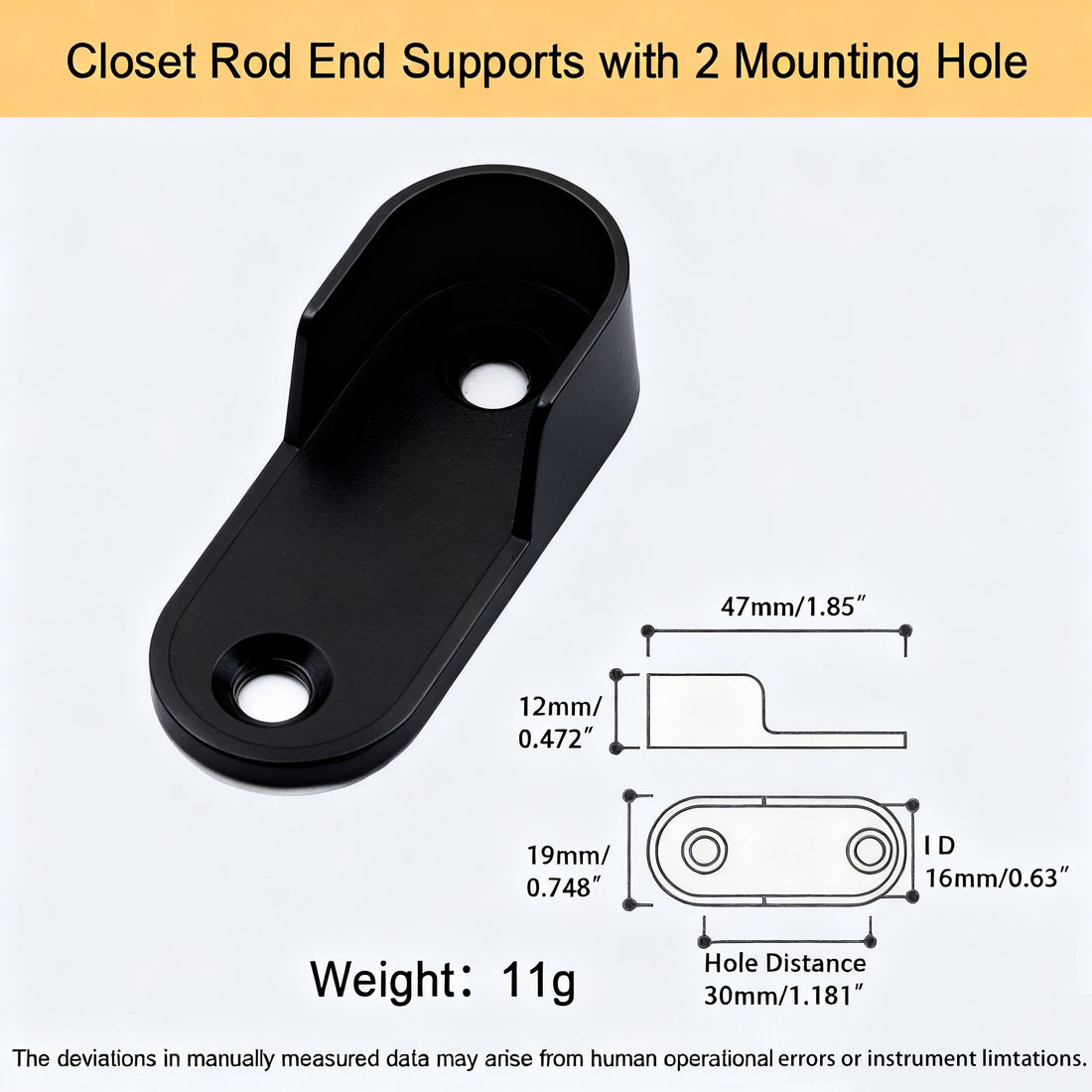 Wardrobe Rail Support Bracket – Zinc Alloy | For Ø16 mm & Ø25 mm Rails