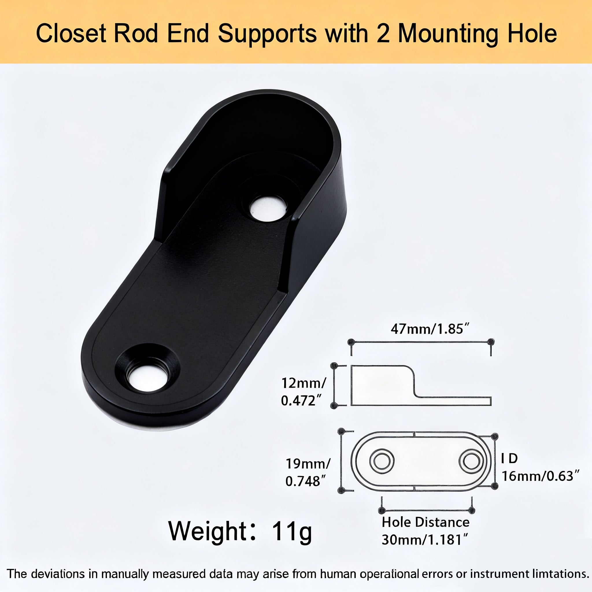 Wardrobe Rail Support Bracket – Zinc Alloy | For Ø16 mm & Ø25 mm Rails