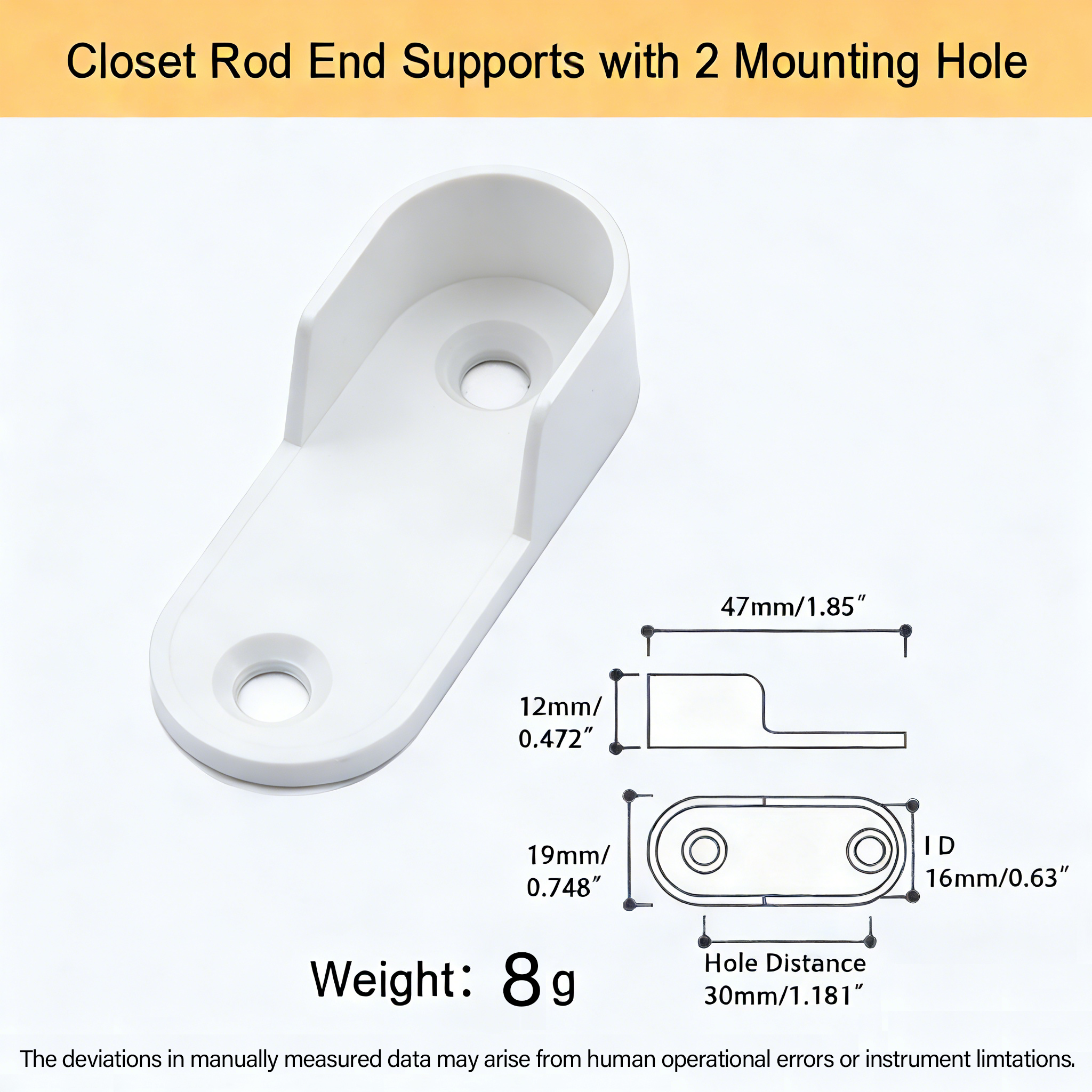 Wardrobe Rail Support Bracket – Zinc Alloy | For Ø16 mm & Ø25 mm Rails