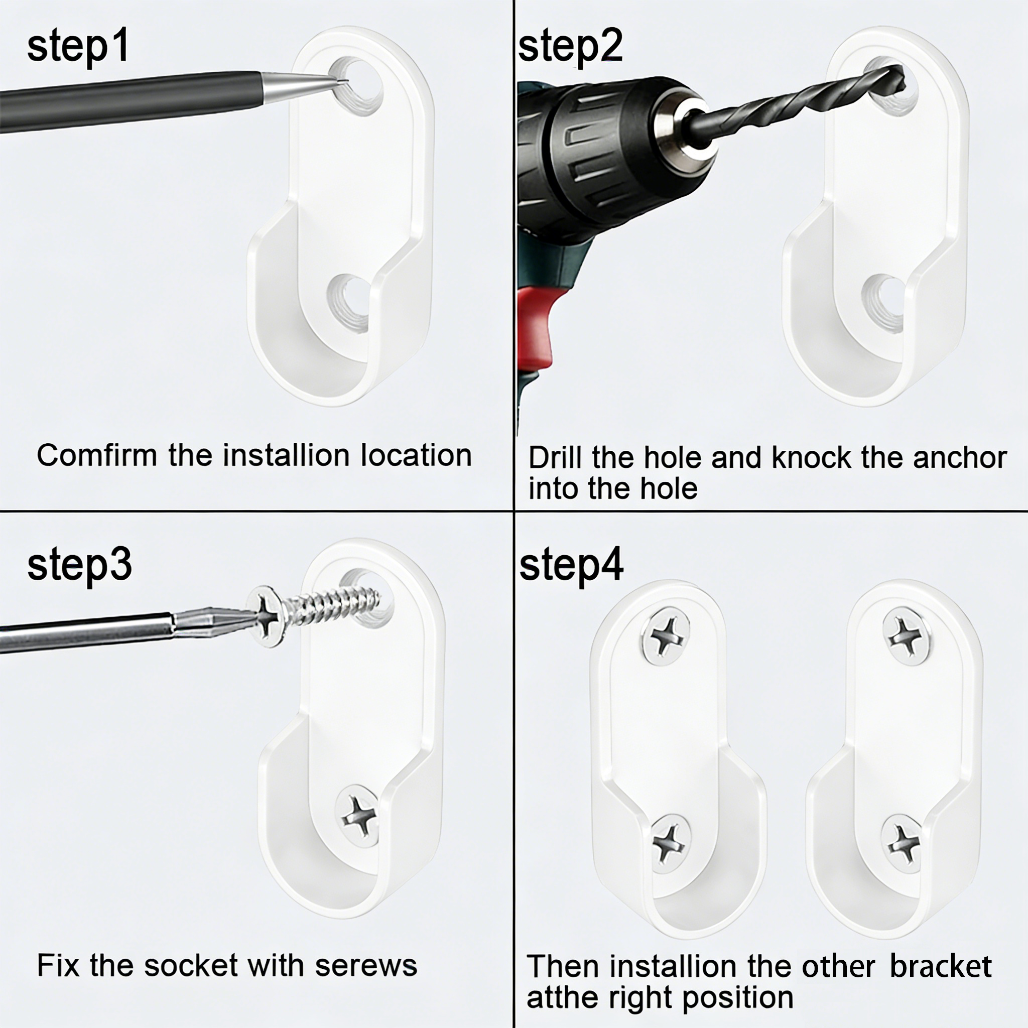 Wardrobe Rail Support Bracket – Zinc Alloy | For Ø16 mm & Ø25 mm Rails