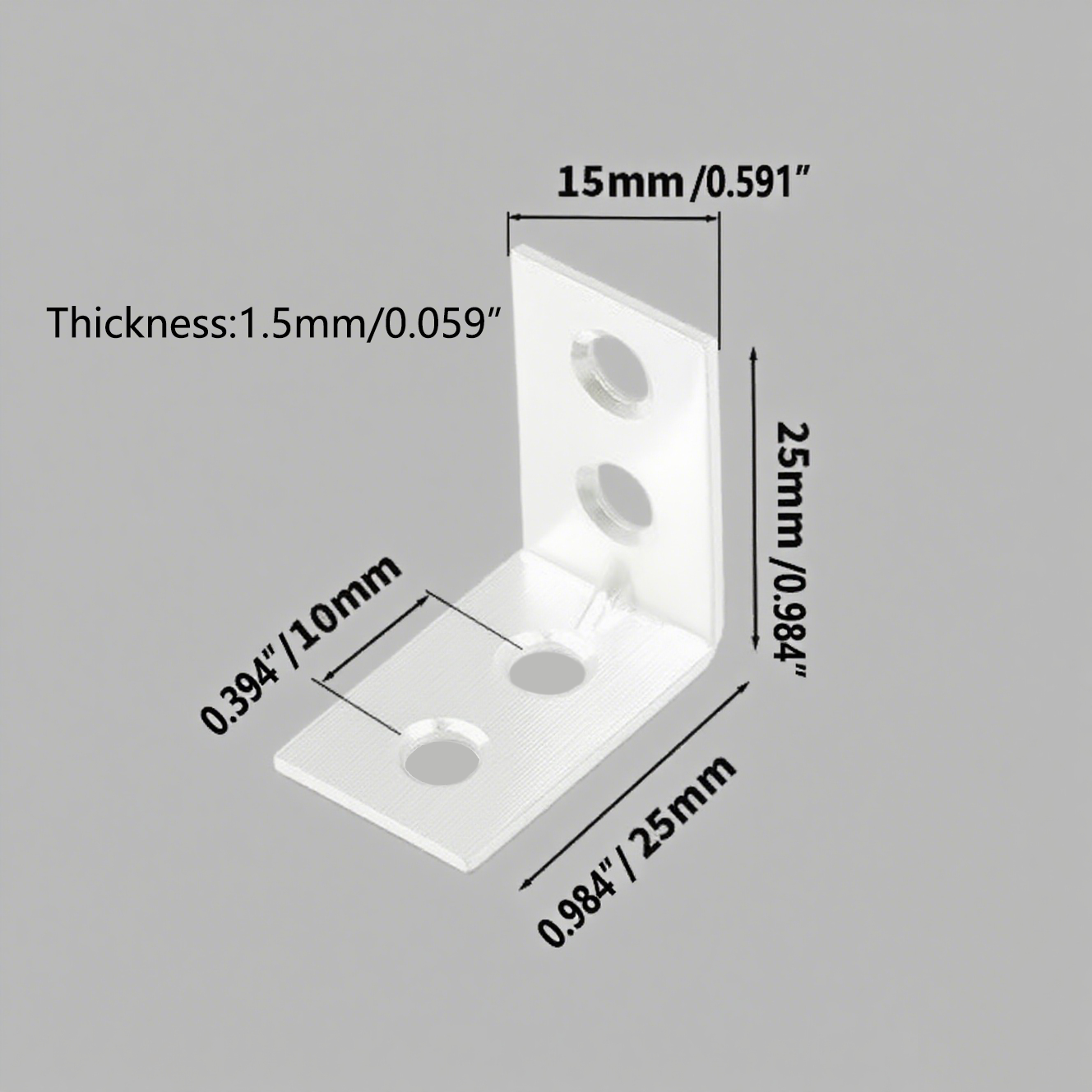 Corner Bracket – 25 × 25 × 15 mm | 1.5 mm Thickness