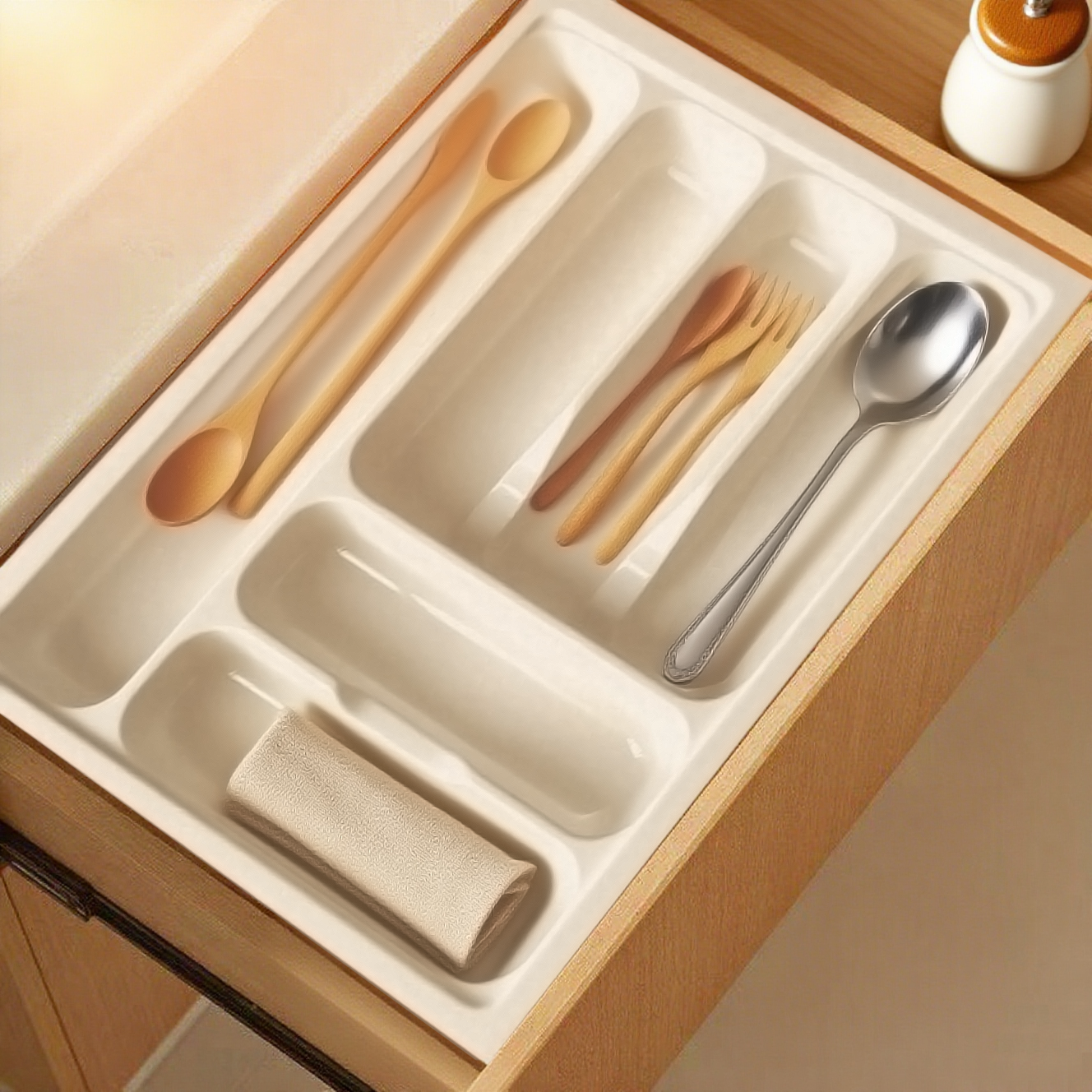 Cutlery Tray for Kitchen Cabinets – 450–1000 mm Cabinet Width | Grey / White