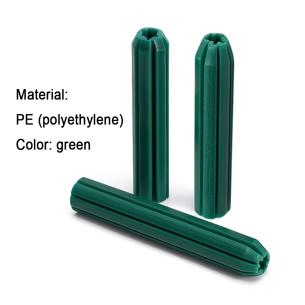7Wx50Hmm Green Wall Plugs for Concrete & Brick – 500PCS/ Pack PE Masonry Expansion Anchors, Fits 3.6–4.2mm Screws