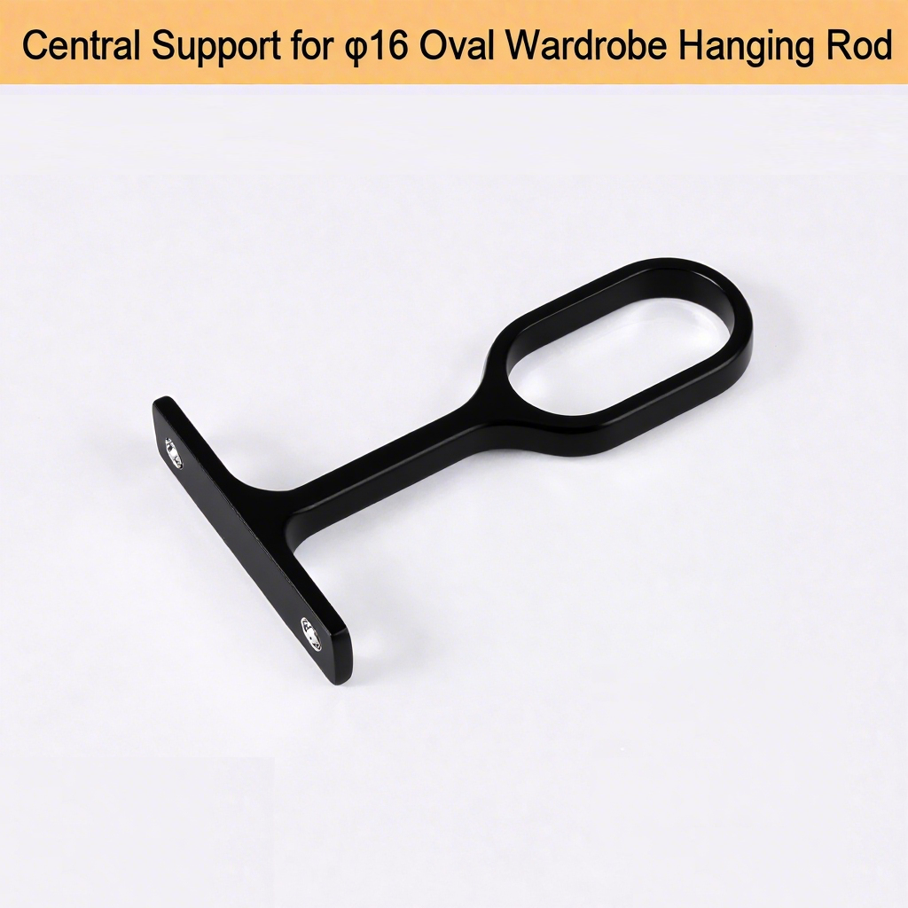 Wardrobe Rail Support Bracket – Zinc Alloy, White/Black/Chrome for 16mm Hanging Rod