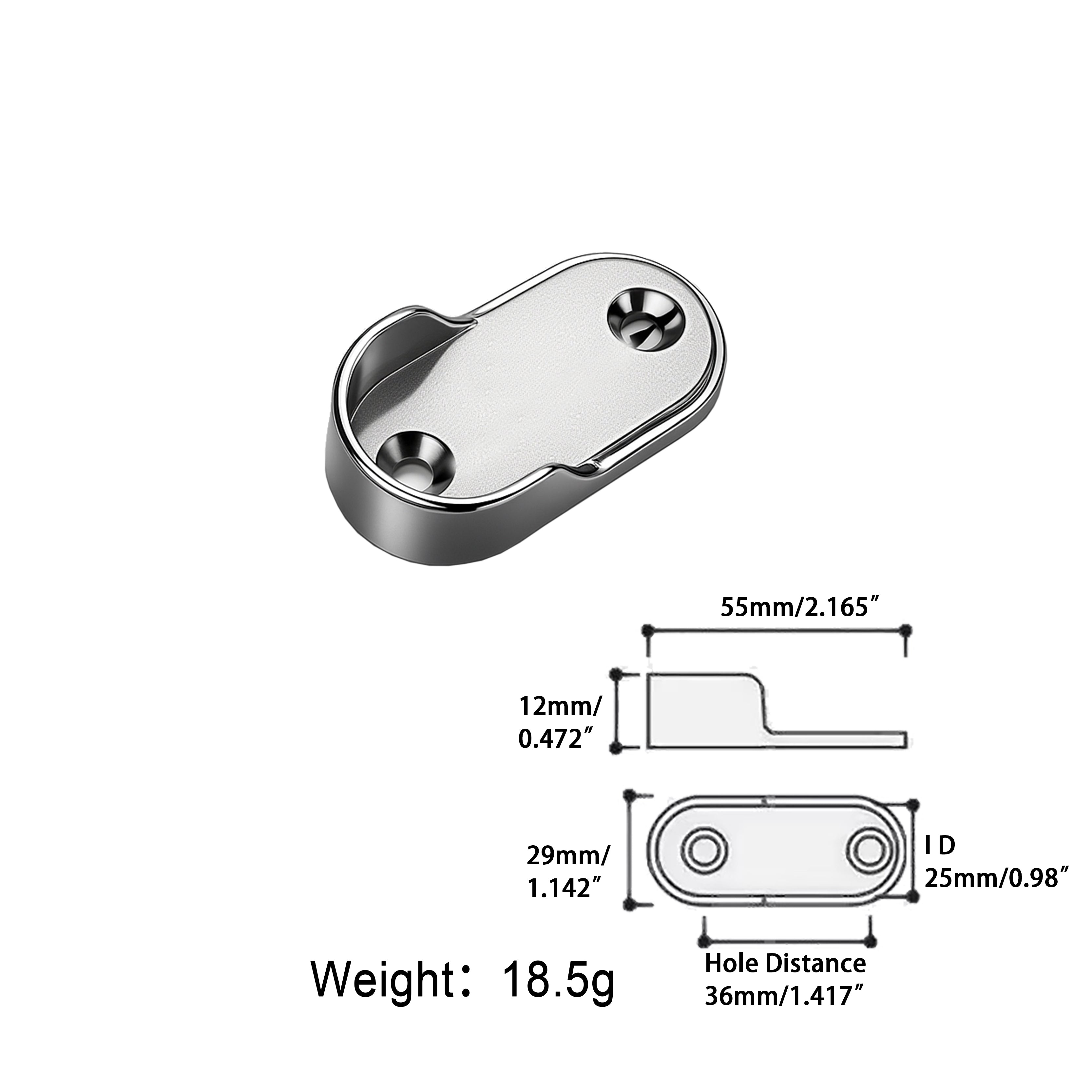 Wardrobe Rail Support Bracket – Zinc Alloy | For Ø16 mm & Ø25 mm Rails