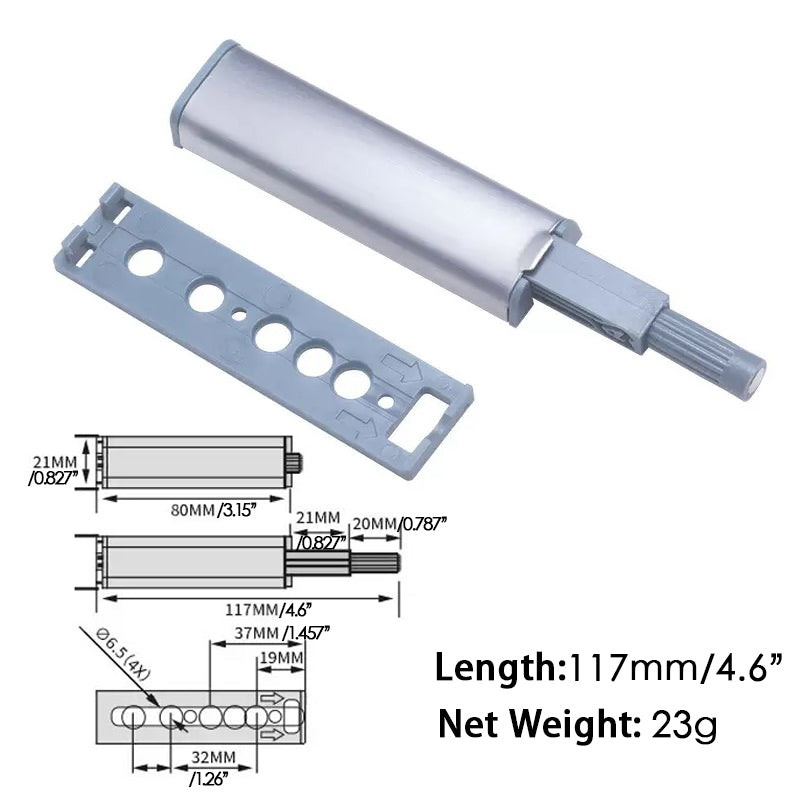 Surface-Mounted Push Latch – Stainless Steel Finish | 117 × 21 mm