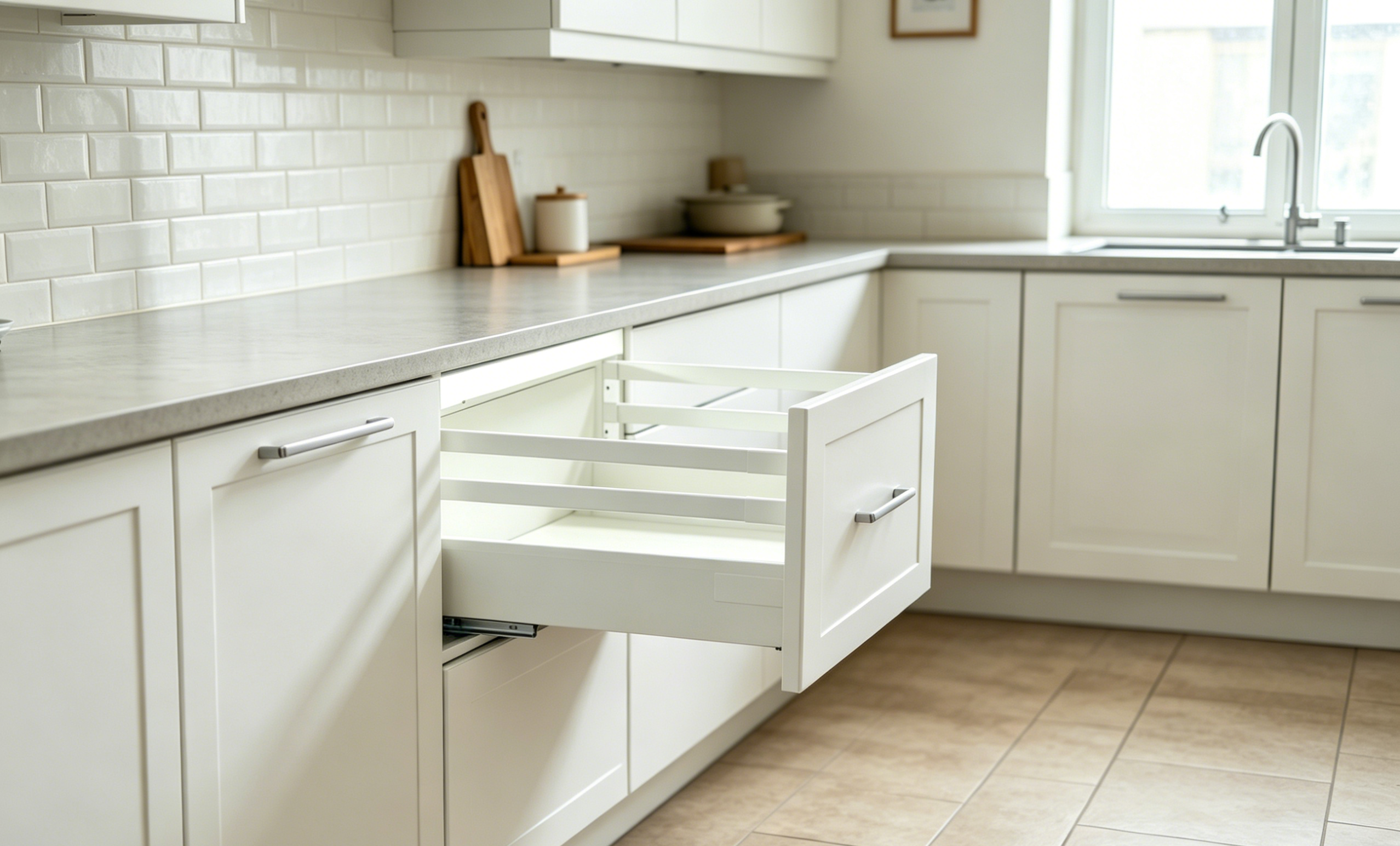 Soft Close Tandem Box Drawer System 500mm – White Heavy Duty Cabinet Drawer Runners