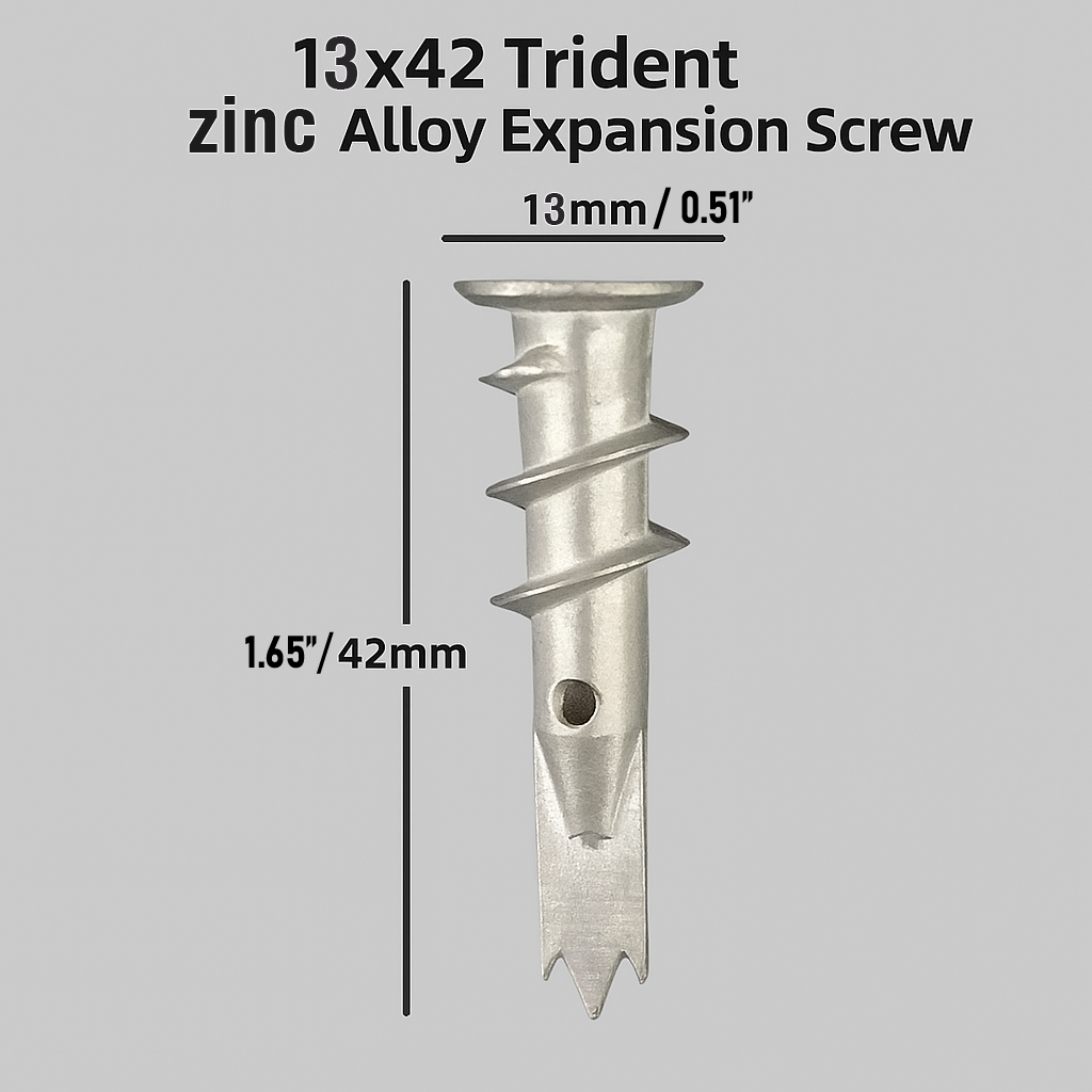 Zinc Alloy Self-Drilling Wall Plug Anchor 13 × 42 mm – Heavy Duty Fixing for Masonry & Concrete
