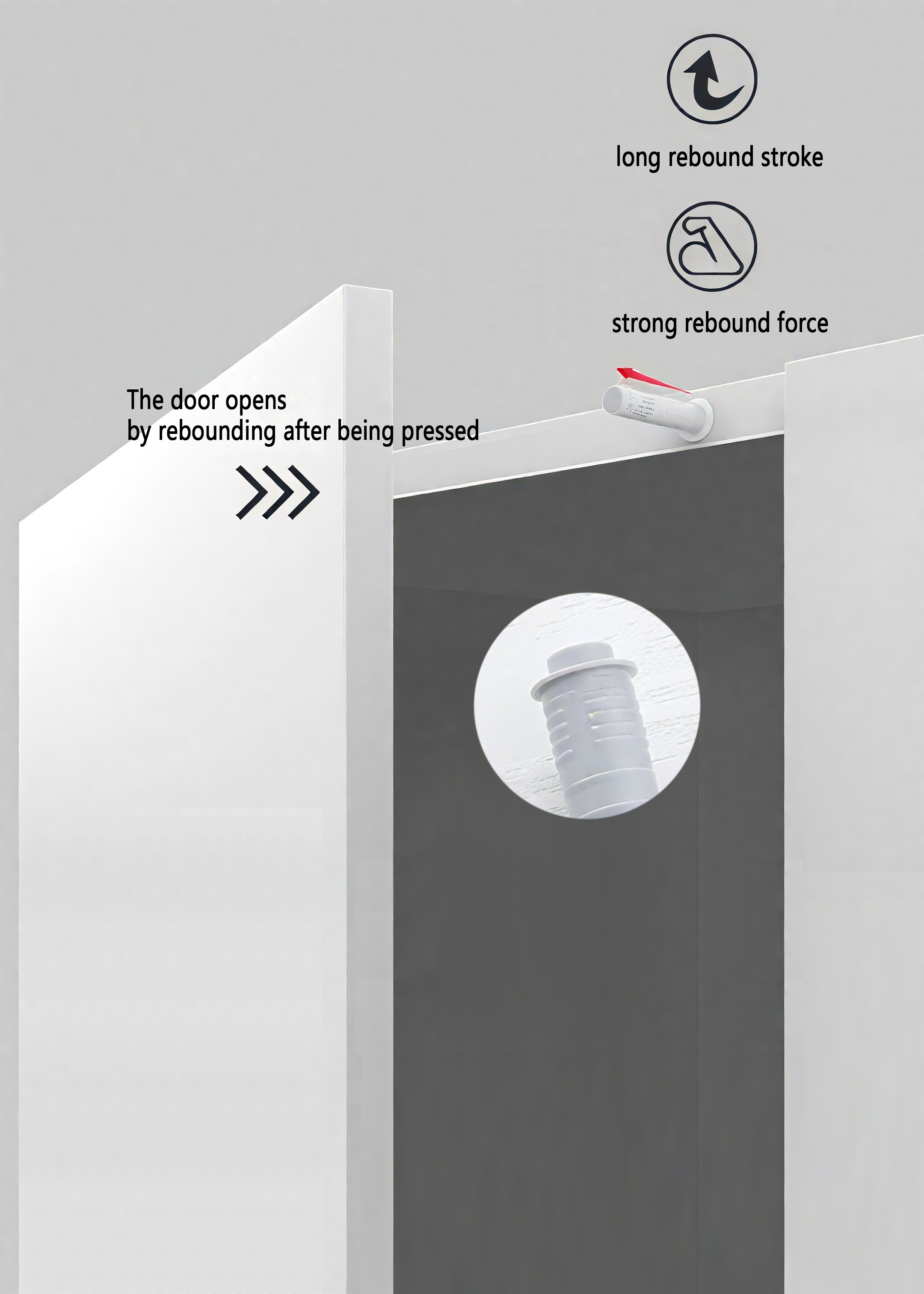 ABS Plastic Push-to-Open Cabinet Latch – 107mm