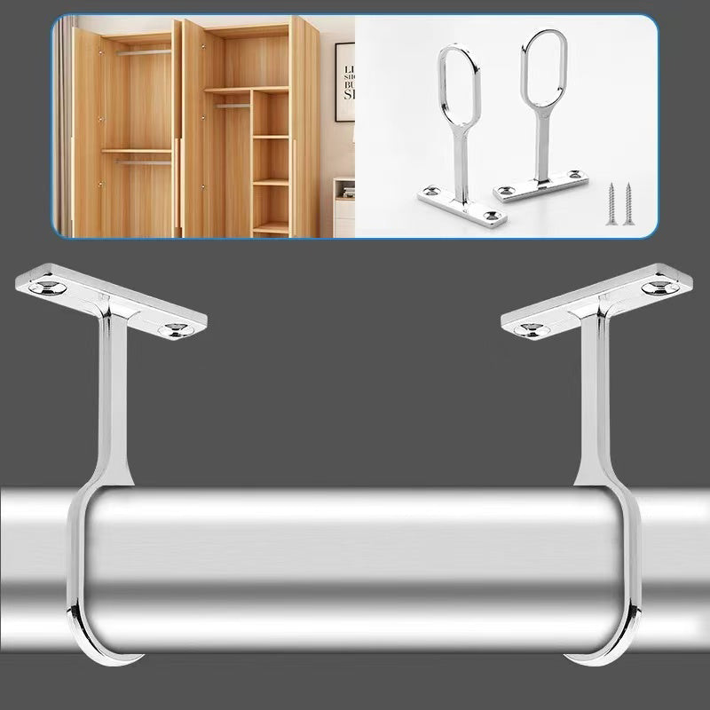 Wardrobe Rail Support Bracket – Zinc Alloy, White/Black/Chrome for 16mm Hanging Rod