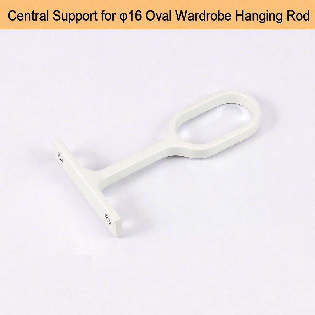 Wardrobe Rail Support Bracket – Zinc Alloy, White/Black/Chrome for 16mm Hanging Rod