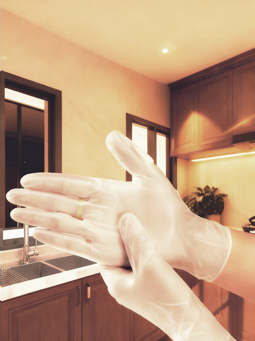 Food Grade White PVC Disposable Gloves – Medium Size