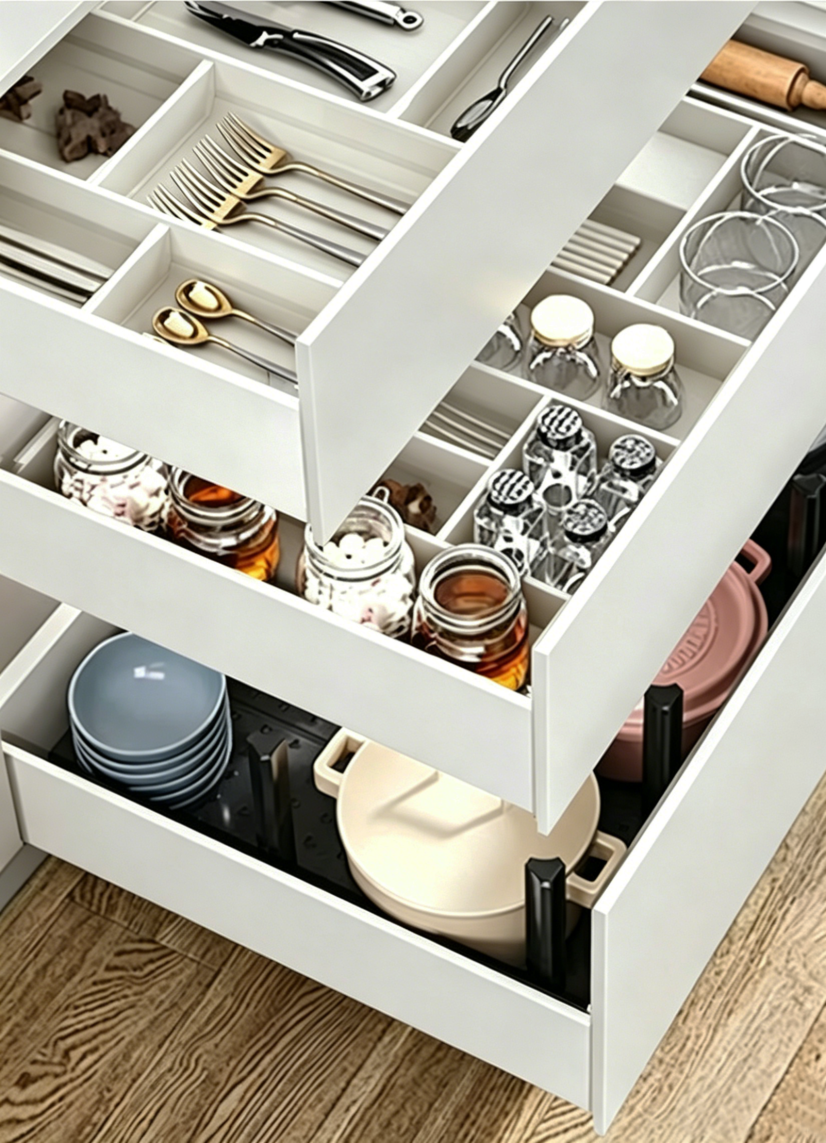Slim Soft Close Tandem Box Drawer System – White | 500mm Depth | Custom Width Available