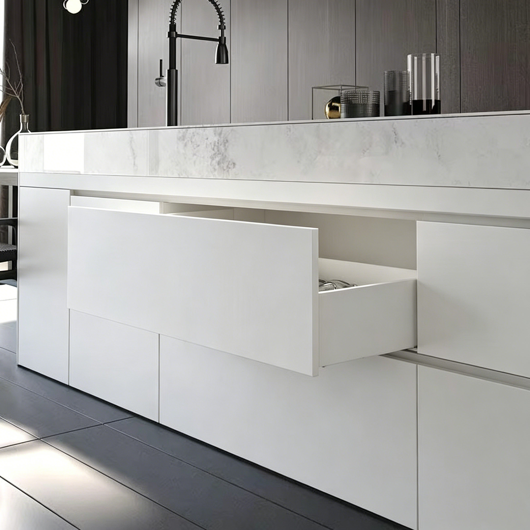 Slim Soft Close Tandem Box Drawer System – White | 500mm Depth | Custom Width Available